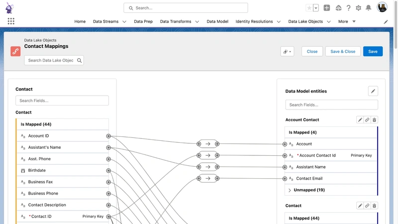 Data Cloud para Tableau armoniza todos los datos de tus clientes mediante un gráfico de conocimiento o gráfico de clientes.